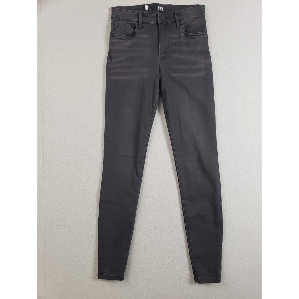 KUT from the Kloth Women Jean 0 Black Toothpick Skinny Mid Rise 5 Pocket Design